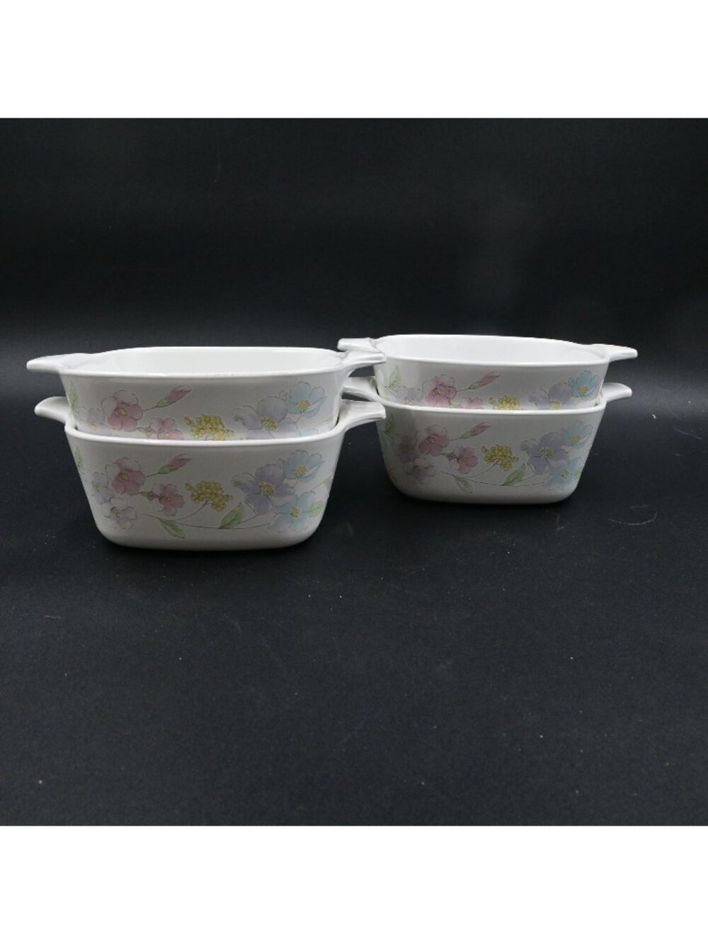Corning Ware Pastel Bouquet Casserole Dish Vintage Set of 4 No Lids P-43-B